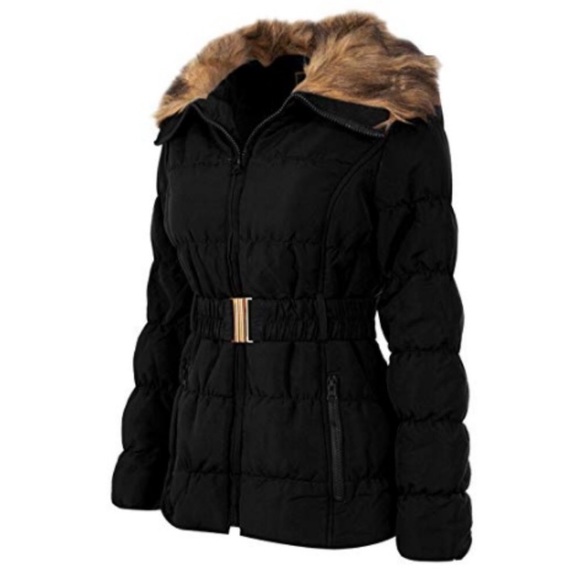**LAST ONE** Black Belted Puffer Coat - Picture 3 of 7